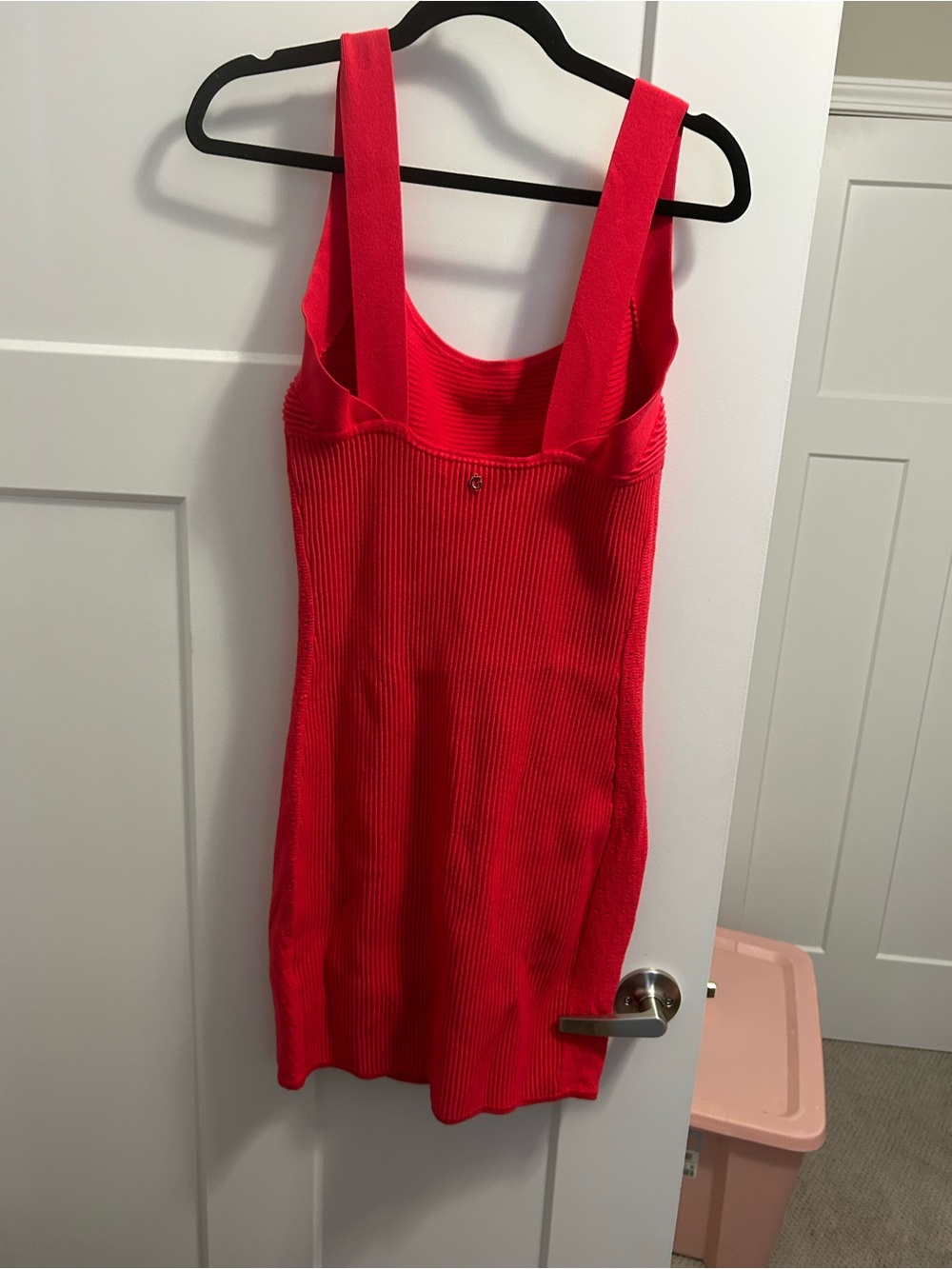 Red Ribbed Bodycon Dress - Picture 2 of 3